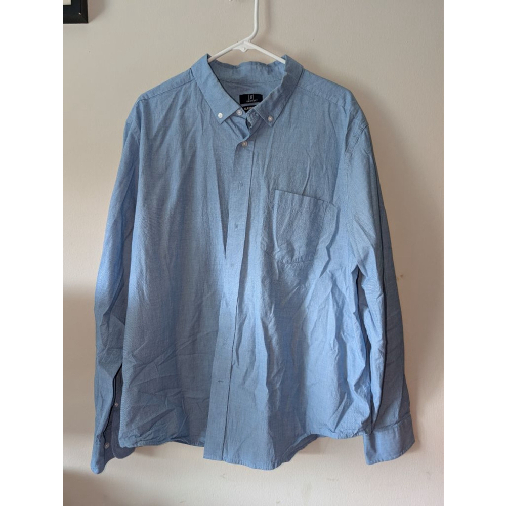Men's GEORGE Blue Classic Fit Casual Button Down Shirt XXL